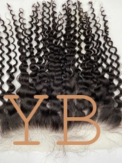 HD LACE 13 x 4 Lace Frontal Closure  Water Wave Ear to Ear HD Lace Frontal Pre Plucked 10-24inch  Human Hair Frontal Closures Free Part 150% Density Natural Black Color