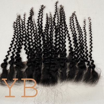 Curly 13 x 4 Lace Frontal Closure Frontal 13 x 4 HD Transparent Lace Frontals With Bangs Baby Hair 100% Remy Human Hair 140% Density Natural Color