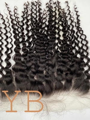 HD LACE 13 x 4 Lace Frontal Closure  Water Wave Ear to Ear HD Lace Frontal Pre Plucked 10-24inch  Human Hair Frontal Closures Free Part 150% Density Natural Black Color