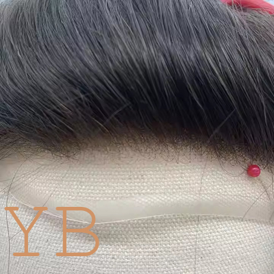 Mens Toupee French Lace Front Hairpieces Poly Skin PU HumanHair Systems for Men