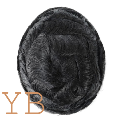 Fine mono Human Hair Unit for Men Invisible Hair Knots and Natural front Scallop