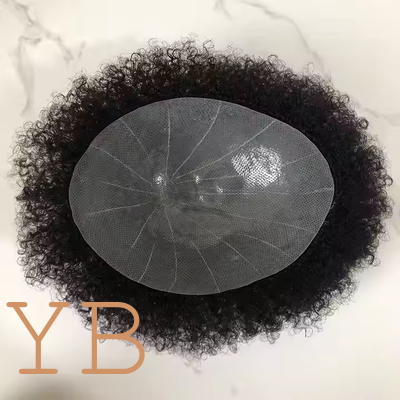 4mm 8x10 Afro Kinky Toupee Indian Human Hair pieces Man Hair Wig Poly Skin Toupee Human Hair Replacement