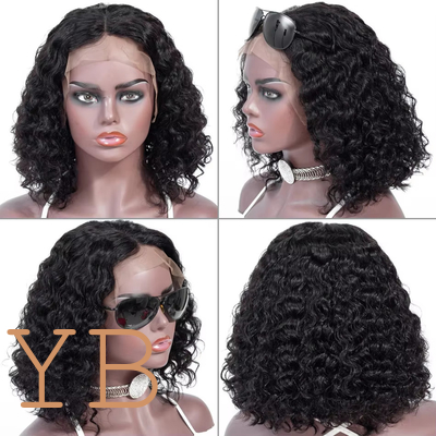 Good price Deep Curly Human Hair Wigs For Women Curly Short Bob 13x4 Lace Frontal Wig online