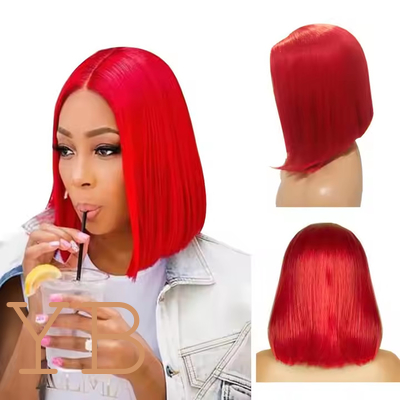 Good price Short Bob Straight Human Hair Lace Closure Wig Transparent 13X4 Lace Frontal Wig online