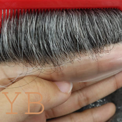Mens Toupee Hair Replacement System Hairpiece BIO Thin Skin Human Hair #1B50