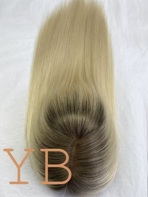 Wholesale 7T-60 # color  Silk Base Closure Topper Virgin Human Hair Toupee Replacement System for Women Cheaper Price Hairpiece