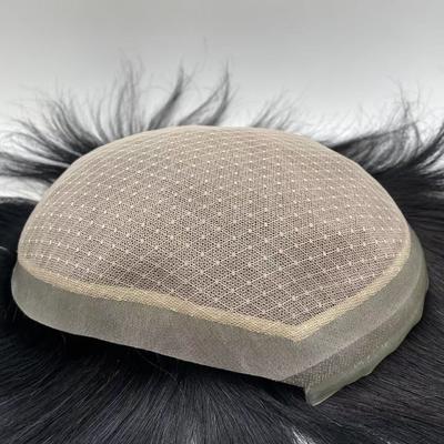 Pre-plucked bleachign knot invisible hair line silk base men hair pieces and hair replacement natural black color with many size in stock