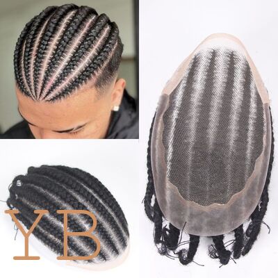100% Remy Hair Full Lace  8 inch length with cornorw afro braids toupee for men 10x8inch reday to ship