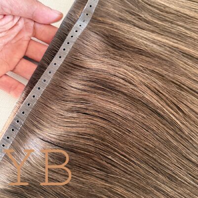 New Design PU Seamless XO Invisible Butterfly Weft With Holes Cuticle Aligend Twin Tab Hole Flat Weft Hair Extensions
