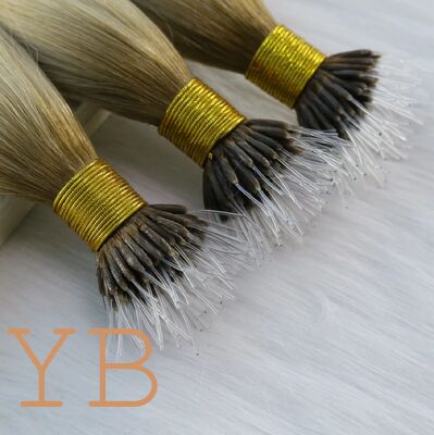 Wholesale Soft and Shiny Light Color Russian Cuticle Aligned Nano Plastic Remy Human Hair Extensions Plastic Nano Tip for Women