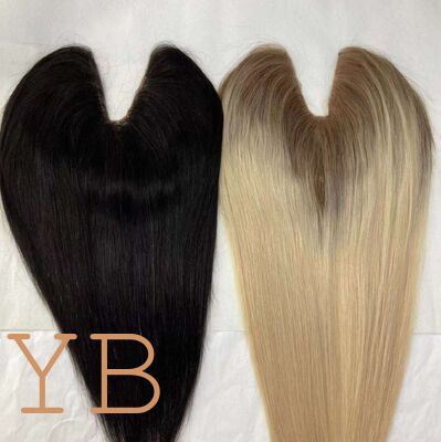 New Hot Sale Handmade U Shape Lace Topper Women Hairpieces Cuticle Aligned European Virgin Human Hair v Part Clip in Extensions