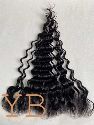 Good price Wholesale High Quality Brazilian Cuticle Aligned Virgin Human Hair Thin HD Transparent  13x4 Lace Frontal  DEEP WAVY online