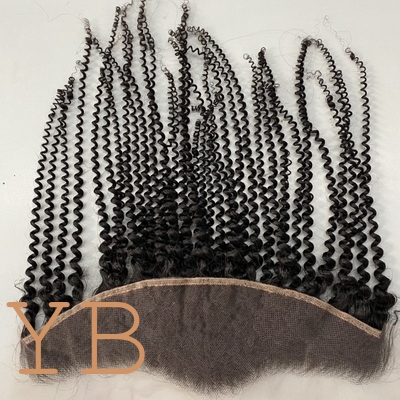 Good price Kinky Curly 13x4 Lace Frontal Closure Human Hair Ear to Ear HD Lace Frontal Closure Free Part Brazilian Hair Extensions 150% Density Lace Frontal Human Hair Pre Plucked with Baby Hair 24 Inch online