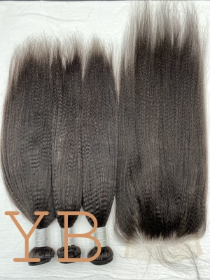 Good price Yaki  Lace Frontal Closure Frontal 6x6 HD Transparent Lace Frontals With Bangs Baby Hair 100% Remy Human Hair 130% Density Natural Color online