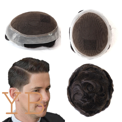 Good price Mens Toupee Human Hair Replacement System French Lace Poly Skin Hairpieces #1B Australia online
