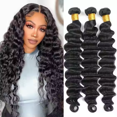 Good price DEEP WAVE Cheap Natural  Remy Indian Human Hair Vendor Weave Bundles and wefts online