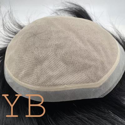 Good price High Quality M-Lace Natural Straight Indian Remy Human Hair Silk Base Men Toupee online