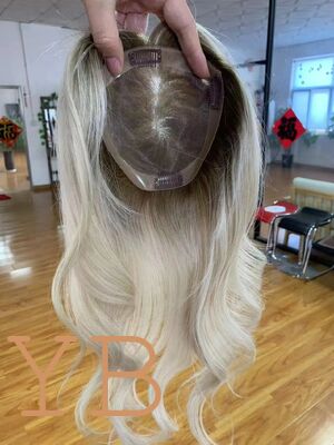 Good price Drop Shipping Ready to Ship Mono Lace Topper Pu Coated with  Raw Virgin  Human Ice White and 7t-60# Color Hair Topper for Women online