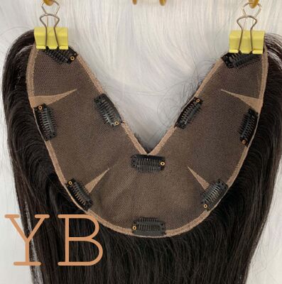 Good price Factory Wholesale V Shape Hair Extensions Women Topper European Remy Hair Pieces Lace Base Clips in Top Piece online